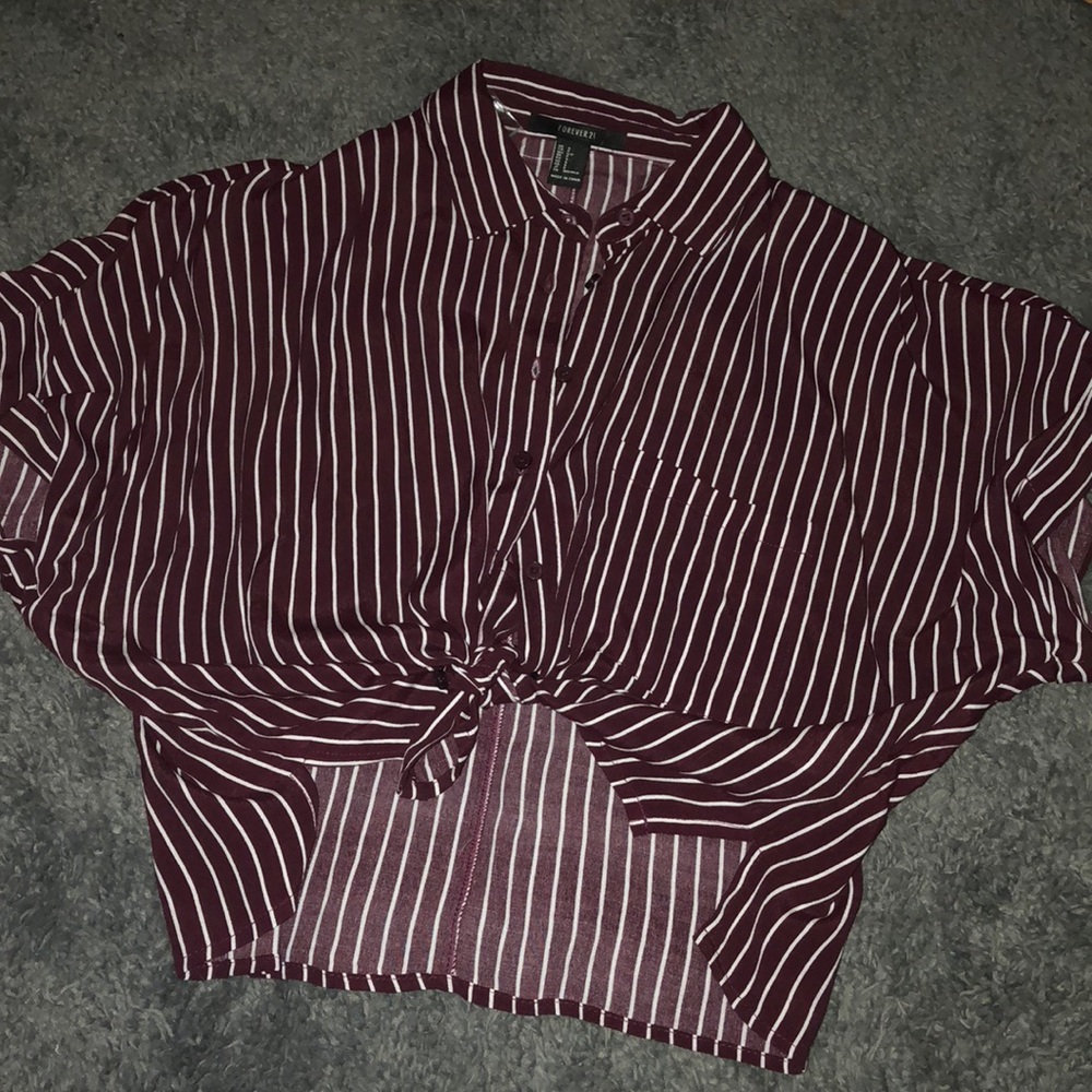 Stripe button up crop top